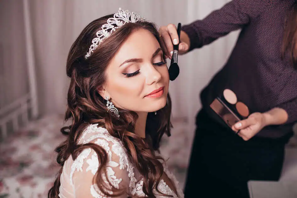 Makeup Artist doing Bridal Makeup at Mora Salon in Cherry Hill, NJ